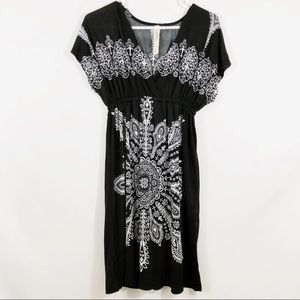 CRISTINA LOVE EMPIRE BLK/WHT PRINT DRESS - SZ S